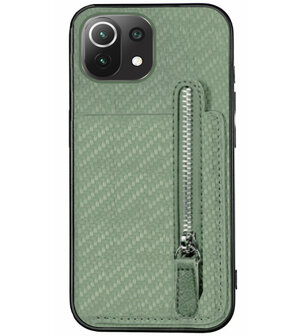 ADEL Kunstleren Back Cover Pasjeshouder Portemonnee Hoesje voor Xiaomi Mi 11 Lite (5G/ 4G)/ 11 Lite 5G NE - Groen