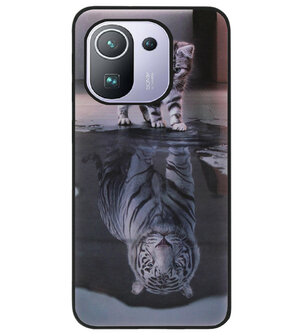 ADEL Siliconen Back Cover Softcase Hoesje voor Xiaomi Mi 11 Pro - Poezen Schaduw Tijger