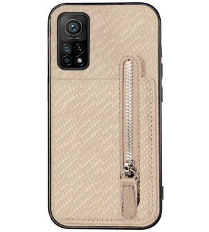 ADEL Kunstleren Back Cover Pasjeshouder Portemonnee Hoesje voor Xiaomi Mi 10T (Pro) - Kaki Geelbruin