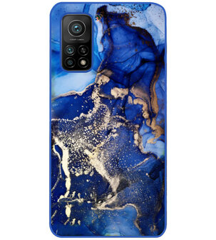 ADEL Siliconen Back Cover Softcase Hoesje voor Xiaomi Mi 10T (Pro) - Marmer Blauw Goud
