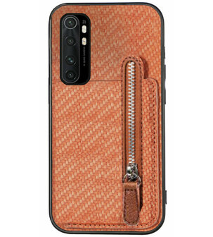 ADEL Kunstleren Back Cover Pasjeshouder Portemonnee Hoesje voor Xiaomi Mi Note 10 Lite - Bruin