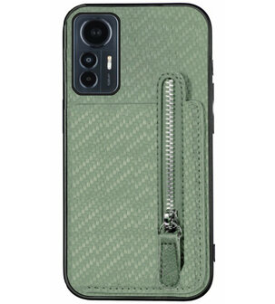 ADEL Kunstleren Back Cover Pasjeshouder Portemonnee Hoesje voor Xiaomi 12 Lite - Groen