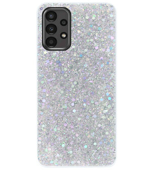 ADEL Premium Siliconen Back Cover Softcase Hoesje voor Samsung Galaxy A13 - Bling Bling Glitter Zilver