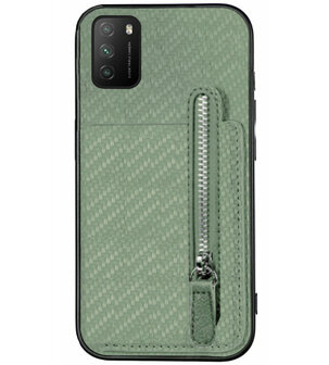 ADEL Kunstleren Back Cover Pasjeshouder Portemonnee Hoesje voor Xiaomi Poco M3 - Groen