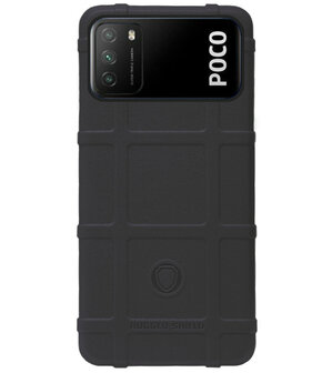 RUGGED SHIELD Rubber Bumper Case Hoesje voor Xiaomi Poco M3 - Zwart
