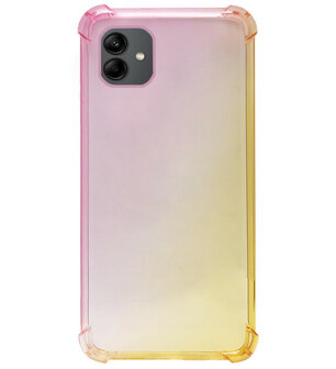 ADEL Siliconen Back Cover Softcase Hoesje voor Samsung Galaxy A04 - Kleurovergang Roze Geel