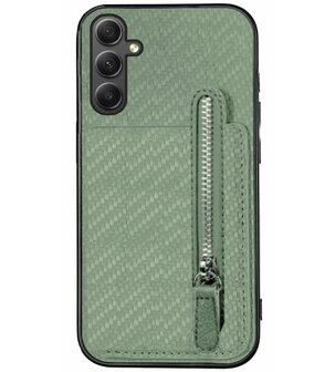 ADEL Kunstleren Back Cover Pasjeshouder Portemonnee Hoesje voor Samsung Galaxy A34 - Groen