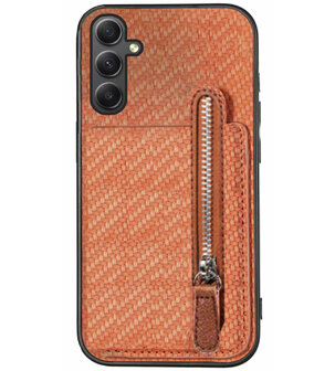 ADEL Kunstleren Back Cover Pasjeshouder Portemonnee Hoesje voor Samsung Galaxy A34 - Bruin