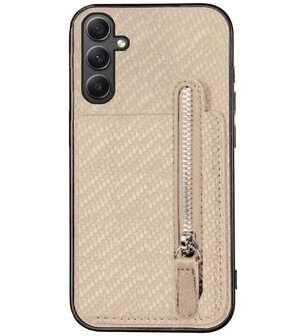 ADEL Kunstleren Back Cover Pasjeshouder Portemonnee Hoesje voor Samsung Galaxy A13 (5G)/ A04s - Kaki Geelbruin