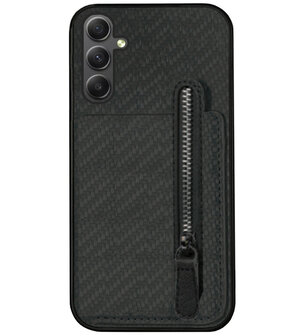 ADEL Kunstleren Back Cover Pasjeshouder Portemonnee Hoesje voor Samsung Galaxy A13 (5G)/ A04s - Zwart