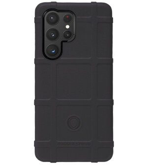 RUGGED SHIELD Rubber Bumper Case Hoesje voor Samsung Galaxy S23 Ultra - Zwart