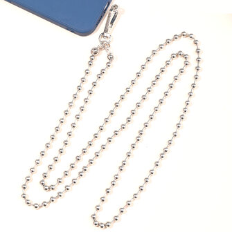 ADEL Telefoonkoordje Lang Crossbody Universeel - Metalen Kralen Zilver