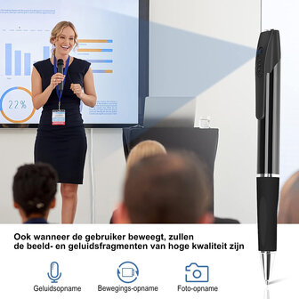 Afluister Pen met Camera en Voice Recorder incl. inkt vullingen - Afluisterapparatuur - Verborgen Camera op Afstand - Dictafoon - Spy Recorder met Full HD 1080P Beeldkwaliteit en 32GB SD kaart