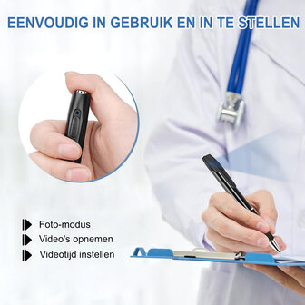 Afluister Pen met Camera en Voice Recorder incl. inkt vullingen - Afluisterapparatuur - Verborgen Camera op Afstand - Dictafoon - Spy Recorder met Full HD 1080P Beeldkwaliteit en 32GB SD kaart