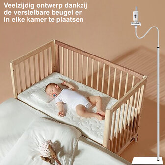 Babyfoon houder Universeel met Voetstandaard voor Zorgeloos Gevoel - Babyfoonhouder Camera - Babyfoon Statief Standaard - Wit