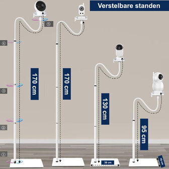 Babyfoon houder Universeel met Voetstandaard voor Zorgeloos Gevoel - Babyfoonhouder Camera - Babyfoon Statief Standaard - Wit