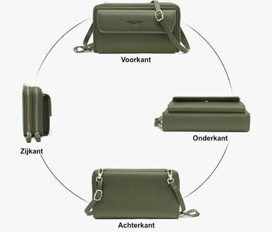 Telefoontasje Universeel met Crossbody Schouderband voor Vrije Handen - Stevig Portemonnee Telefoon Tasje met Veel Opbergruimte - Telefoontasjes voor Dames - Geschikt voor o.a. iPhone, Samsung, Honor, Google Pixel, Lenovo en Xiaomi - Groen