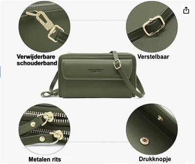 Telefoontasje Universeel met Crossbody Schouderband voor Vrije Handen - Stevig Portemonnee Telefoon Tasje met Veel Opbergruimte - Telefoontasjes voor Dames - Geschikt voor o.a. iPhone, Samsung, Honor, Google Pixel, Lenovo en Xiaomi - Groen