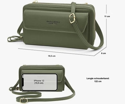 ADEL Telefoontasje Pasjeshouder Touchscreen-functie Crossbody Universeel - Lichtblauw