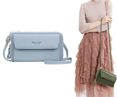 ADEL Telefoontasje Pasjeshouder Touchscreen-functie Crossbody Universeel - Lichtblauw