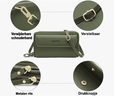 ADEL Telefoontasje Pasjeshouder Touchscreen-functie Crossbody Universeel - Lichtblauw