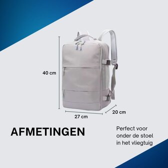 Handbagage Rugzak 40x30x20 cm Ideaal in het Vliegtuig - Waterafstotende Reistas met Schoenenvak en Handige Opbergvakken voor Zorgeloos Reizen