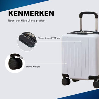 ADEL Handbagage Koffer 40x30x20 cm met Wielen Ideaal in het Vliegtuig - Waterafstotende Trolley met Handige Opbergvakken en TSA Slot voor Zorgeloos Reizen