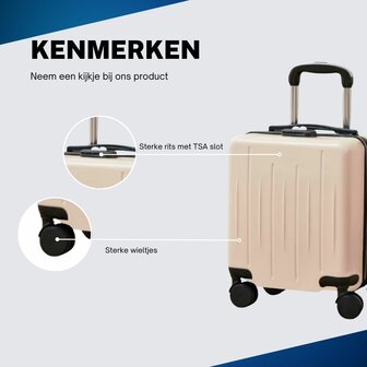 Handbagage Koffer 40x30x20 cm met Wielen Ideaal in het Vliegtuig - Waterafstotende Trolley met Handige Opbergvakken en TSA Slot voor Zorgeloos Reizen