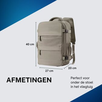 ADEL Handbagage Rugzak 40x30x20 cm Ideaal in het Vliegtuig - Waterafstotende Reistas met Schoenenvak en Handige Opbergvakken voor Zorgeloos Reizen