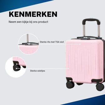 Handbagage Koffer 40x30x20 cm met Wielen Ideaal in het Vliegtuig - Waterafstotende Trolley met Handige Opbergvakken en TSA Slot voor Zorgeloos Reizen
