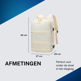 Handbagage Rugzak 40x30x20 cm Ideaal in het Vliegtuig - Waterafstotende Reistas met Schoenenvak en Handige Opbergvakken voor Zorgeloos Reizen