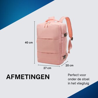 Handbagage Rugzak 40x30x20 cm Ideaal in het Vliegtuig - Waterafstotende Reistas met Schoenenvak en Handige Opbergvakken voor Zorgeloos Reizen