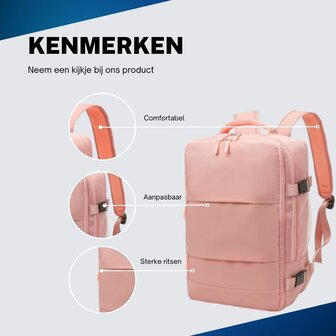 Handbagage Rugzak 40x30x20 cm Ideaal in het Vliegtuig - Waterafstotende Reistas met Schoenenvak en Handige Opbergvakken voor Zorgeloos Reizen