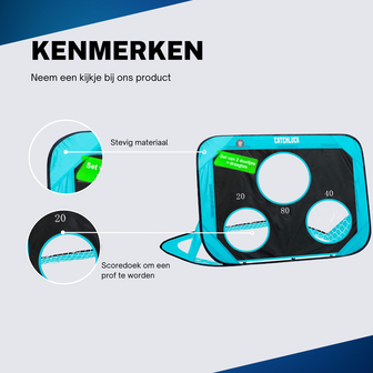 Set van 2 Voetbaldoeltjes 120 x 80 cm incl. Scoredoek - Word Voetbal Prof met deze 3 in 1 Set: Targetschijven, Doelen en Trainingsmateriaal