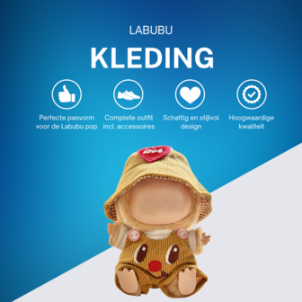 ADEL Kleding Geschikt voor Labubu Pop 17 cm &ndash; Inclusief Hoed, Romper, Camera en Schoenen &ndash; Schattige Poppenkleertjes &ndash; Complete Outfit met Accessoires Geel