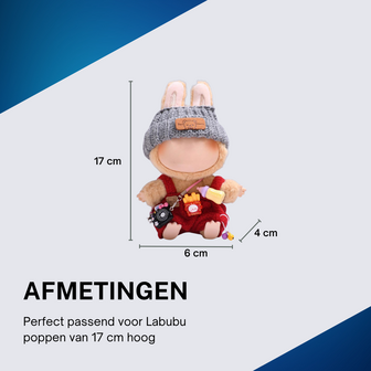 ADEL Kleding Geschikt voor Labubu Pop 17 cm &ndash; Inclusief Hoed, Romper, Camera en Schoenen &ndash; Schattige Poppenkleertjes &ndash; Complete Outfit met Accessoires Rood