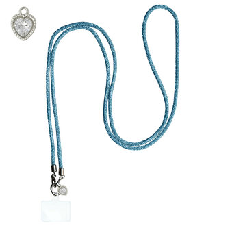 ADEL Universeel Telefoonkoord met Extra Lengte voor Crossbody - Telefoonketting 152 cm - Stevig Koord Telefoon en Smartphone - Geschikt voor o.a. iPhone, Google Pixel, Samsung, Lenovo en Xiaomi - Bling Glitter Blauw