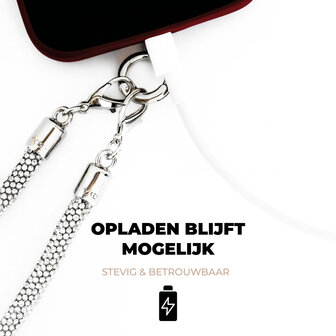 ADEL Universeel Telefoonkoord met Extra Lengte voor Crossbody - Telefoonketting 152 cm - Stevig Koord Telefoon en Smartphone - Geschikt voor o.a. iPhone, Google Pixel, Samsung, Lenovo en Xiaomi - Bling Glitter Regenboog