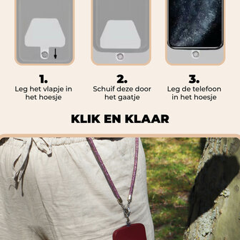ADEL Universeel Telefoonkoord met Perfecte Lengte voor Crossbody - Telefoonketting 140 cm - Stevig Koord Telefoon en Smartphone - Geschikt voor o.a. iPhone, Google Pixel, Samsung, Lenovo en Xiaomi - Bling Glitter Goud