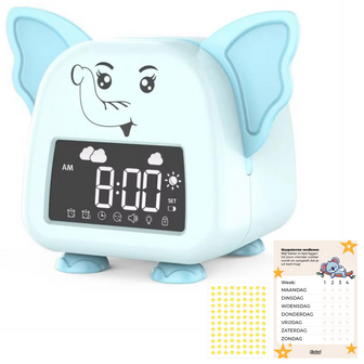 ADEL Slaapwekker &amp; Slaaptrainer voor Kinderen &ndash; Kinderwekker voor de Slaapkamer &ndash; Vrolijke Kinderklok Inclusief Beloningskaart &ndash; Lieve Olifant