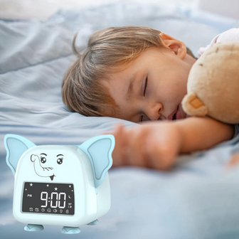 ADEL Slaapwekker &amp; Slaaptrainer voor Kinderen &ndash; Kinderwekker voor de Slaapkamer &ndash; Vrolijke Kinderklok Inclusief Beloningskaart &ndash; Lieve Olifant