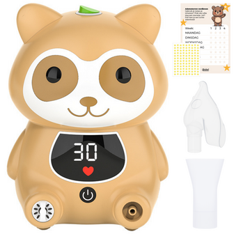 ADEL Aerosoltoestel met Digitaal Display &ndash; Veilige &amp; Stille Nebulizer/Vernevelaar &ndash; Inhalator in Vrolijk Beer Design voor Gezonde Ademhaling bij Kinderen