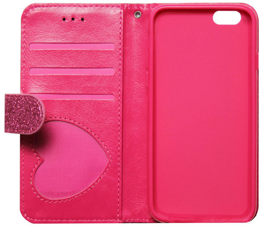 ADEL Kunstleren Book Case Portemonnee Pasjes Hoesje voor iPhone 6/ 6S - Bling Bling Roze