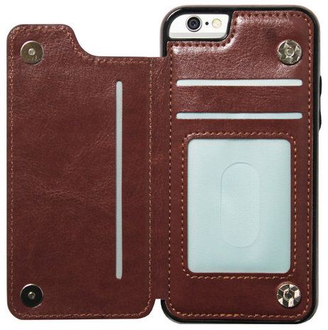 ADEL Kunstleren Back Cover Portemonnee Hoesje voor iPhone 6/ 6S - Pasjeshouder Bruin