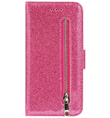 ADEL Kunstleren Book Case Portemonnee Pasjes Hoesje voor iPhone XR - Bling Bling Roze