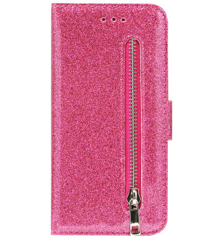 ADEL Kunstleren Book Case Portemonnee Pasjes Hoesje voor iPhone 11 - Bling Bling Roze