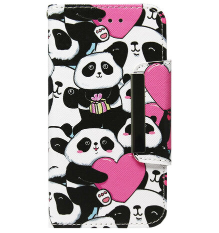 ADEL Kunstleren Book Case Portemonnee Pasjes Hoesje voor iPhone 11 Pro - Panda Hartjes