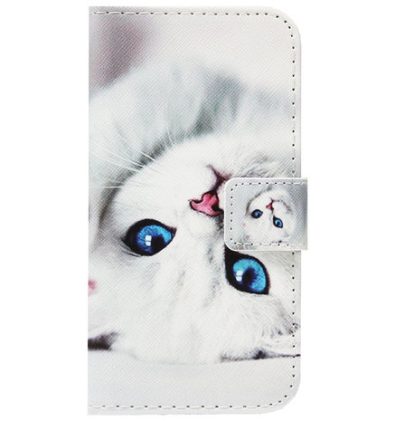 ADEL Kunstleren Book Case Portemonnee Pasjes Hoesje voor iPhone 11 Pro Max - Katten Wit