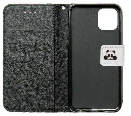 ADEL Kunstleren Book Case Portemonnee Pasjes Hoesje voor iPhone 11 Pro - Panda Wit