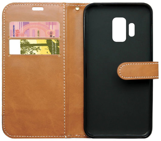 ADEL Kunstleren Book Case Portemonnee Pasjes Hoesje voor Samsung Galaxy S9 - Stoffen Design Grijs